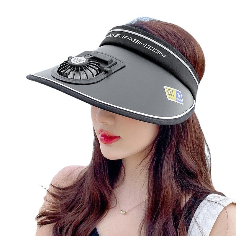 ويحمل جهاز USB قبعة كبيرة تحمل قبعة كبيرة صيفية واقية من الشمس واقية من أشعة فوق البنفسجية Item Picture