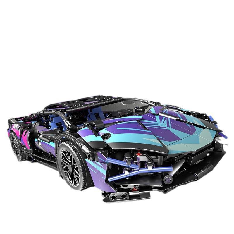 Compatible LEGO Star version Cyberpunk Lambo Roadster Gini assembled remote control car model children's toys Item Picture