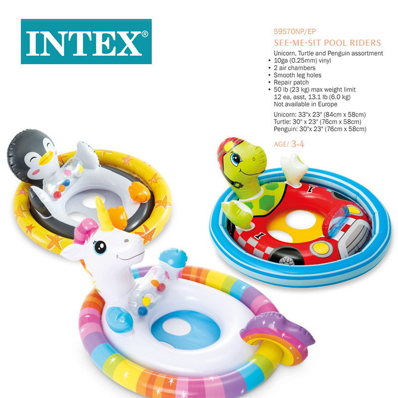 INTEX59570 Cartoon animal-shaped baby seat ring, baby armpit ring, safety pvc water play float ring wholesale