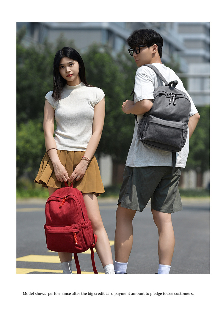 春季灯芯绒小背包女2025新款大学生双肩包休闲百搭大容量旅行背包详情21