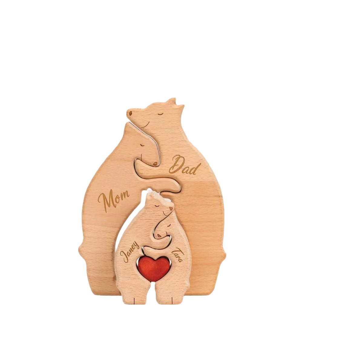 Amazon Wooden Mother And Son Bear Set Puzzle For Bedroom, Living Room, Table, Bear Hug, Family, Solid Wood Handicraft Item Picture