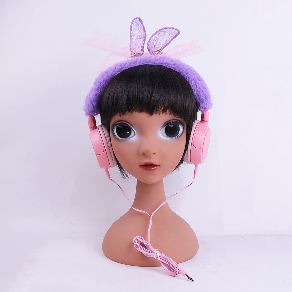 Nuevo encaje conejo orejas de peluche auriculares estudiantes adorables dibujos animados orejas de regalo auriculares de música móvil Application Scenario