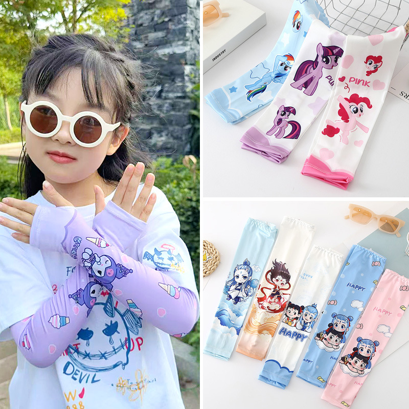 新款儿童冰袖夏季卡通可爱防晒冰丝袖套男女宝宝遮阳防紫外线护臂