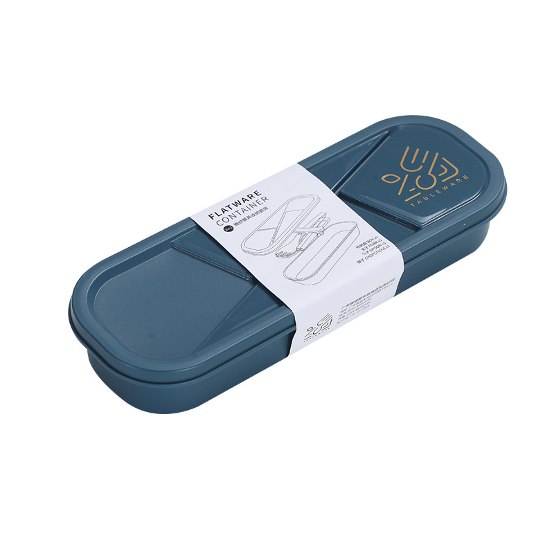 ins portable plastic cutlery set Student canteen knife, fork and spoon combination Travel picnic collection gift cutlery box Item Picture