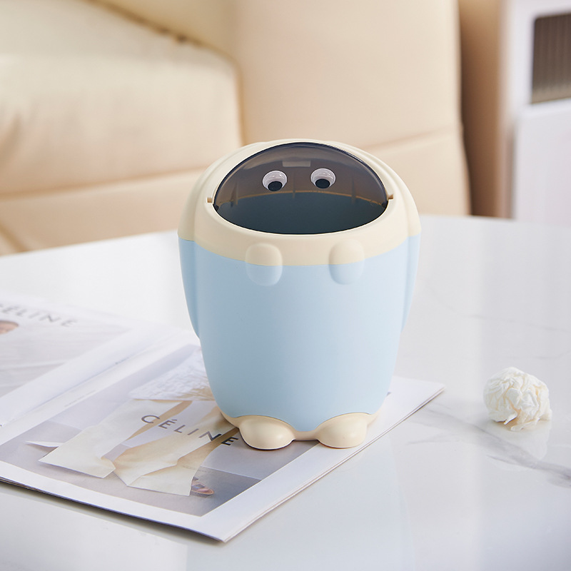 Songtai Home With Cartoon Cute Living Room Desktop Trash Can With Cover Office Clean Storage Bucket Small Paper Basket Wholesale Item Picture