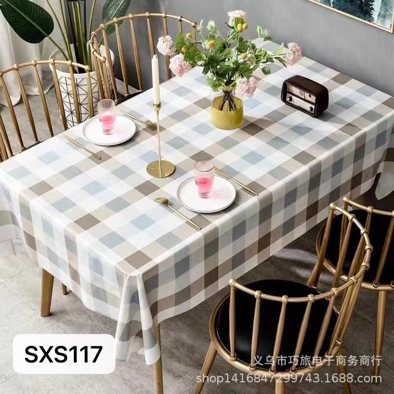 Ins Nordic Wind Tablecloth Pvc Waterproof Oil Wash Free Lattice Rectangular Tablecloth Manufacturers Direct Spot Wholesale Specification drawing