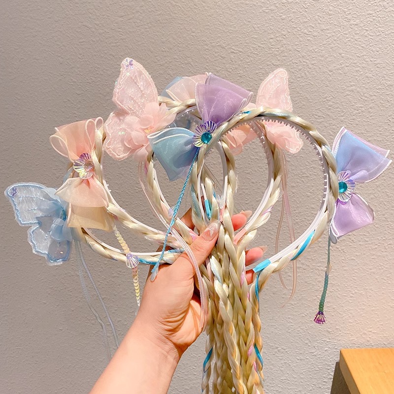 On Children's Day, June 1st, Princess Elsa's headwear, girls' wigs, braids, hair bands, girls' crown hair clips, Elsa's hair accessories