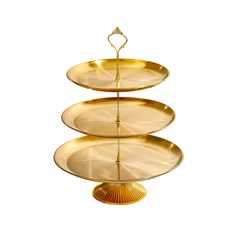 Snack Fruit Tray Light Luxury Stainless Steel Living Room Coffee Table Front Desk Double Dessert Candy Box Plate High-End Exquisite Tray Item Picture