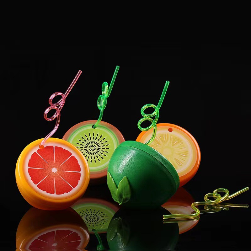 Manufacturers Wholesale Creative Fruit Watermelon Orange Kiwi Shape One-Time Juice Drink Milk Tea Scenic Cup details Picture