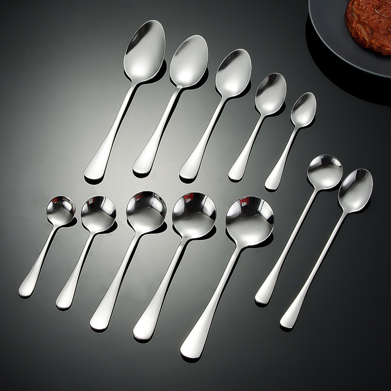 不锈钢勺子1010尖勺圆勺西餐勺子餐具家用吃饭汤勺搅拌咖啡勺批发