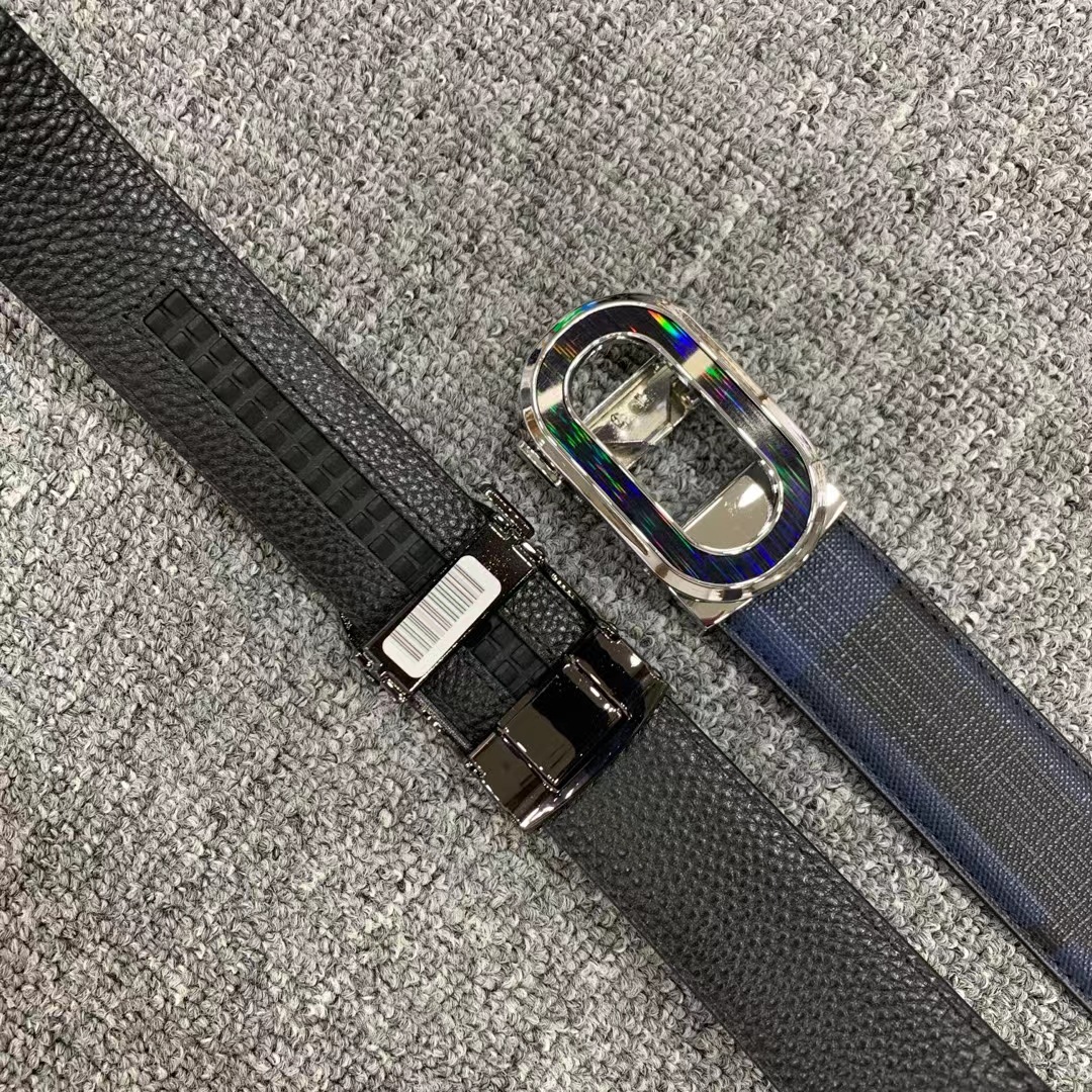 New men's automatic buckle belt, hollow casual belt, cowhide belt, men's belt 25-2209-01-5 Item Picture