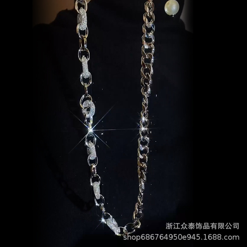 Obi new network management niche design sense spliced thick chain fashion simple collar bone chain fashion accessories female Specification drawing