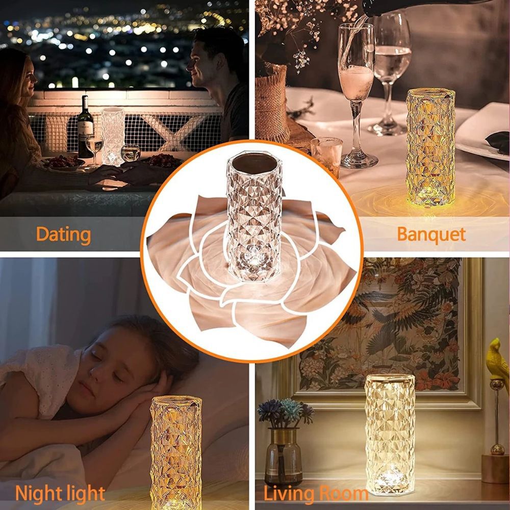 Rose crystal chandelier, creative gift on Xiaohongshu, ambient light, decorative table lamp, bedside lamp, high-end night light details Picture