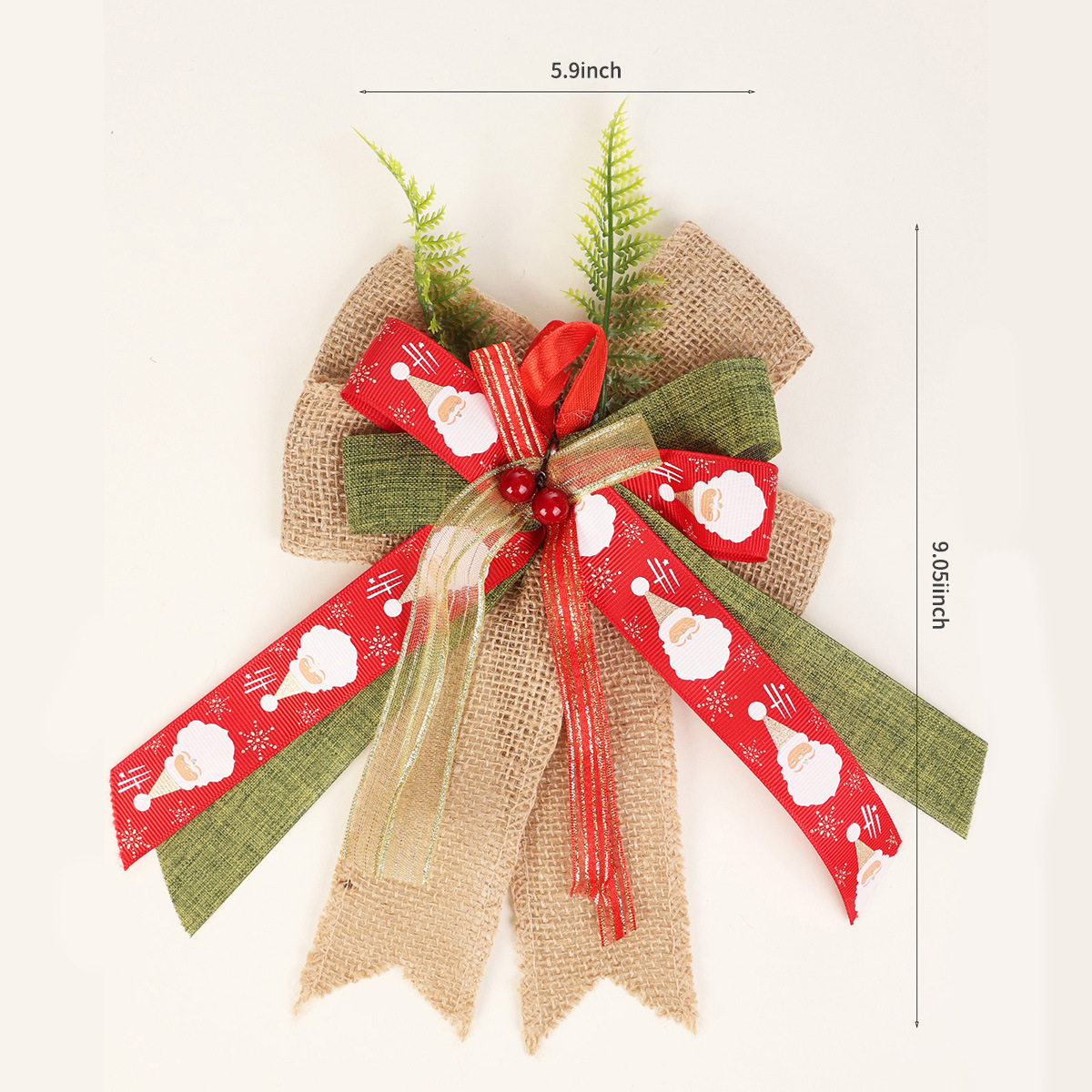 Cross-border bestseller Christmas bow Christmas decoration dovetail linen bow in multiple colors to choose from Specification image