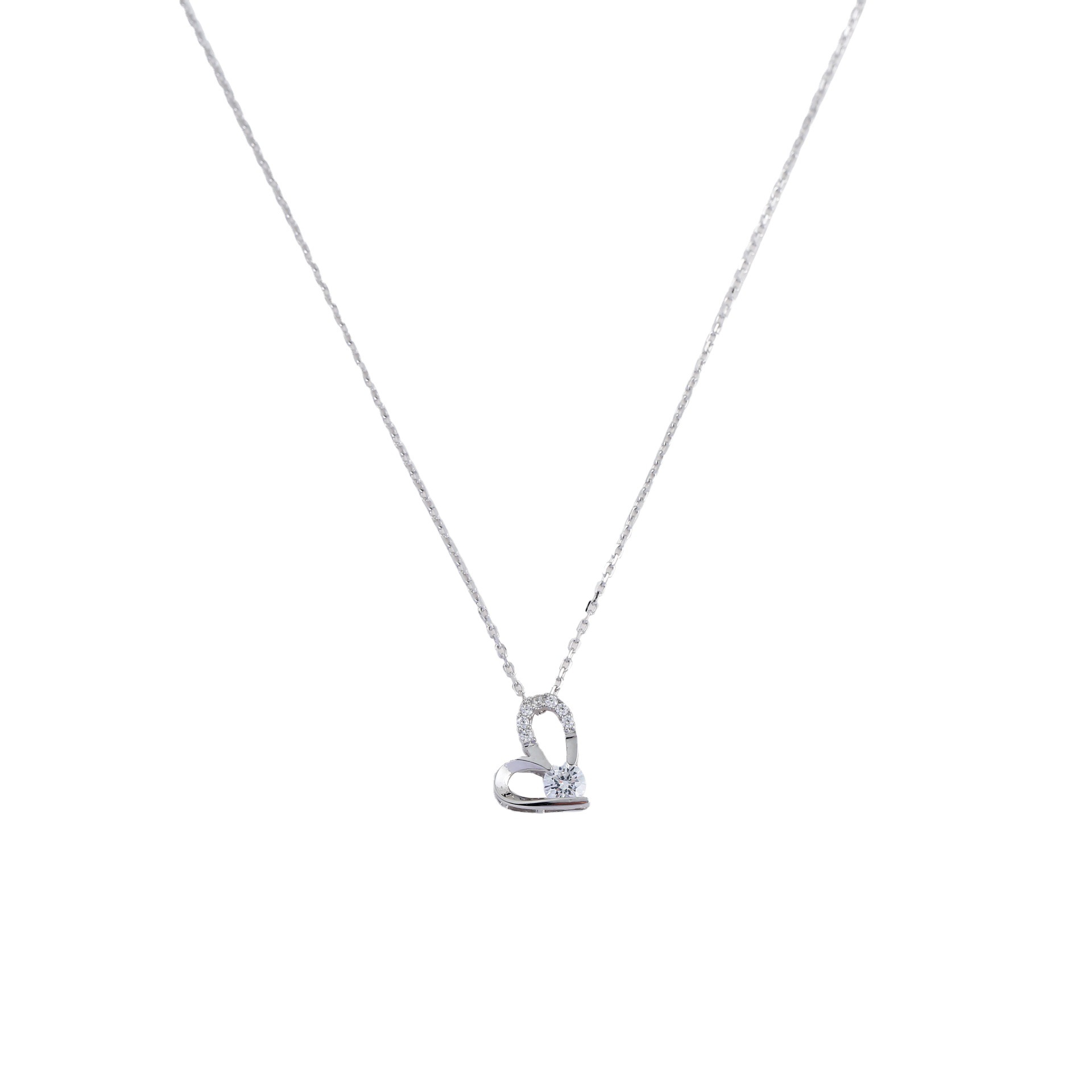 Processing custom OEM/ODM explosive source factory S925 silver necklace love zircon inlaid collarbone chain female Item Picture