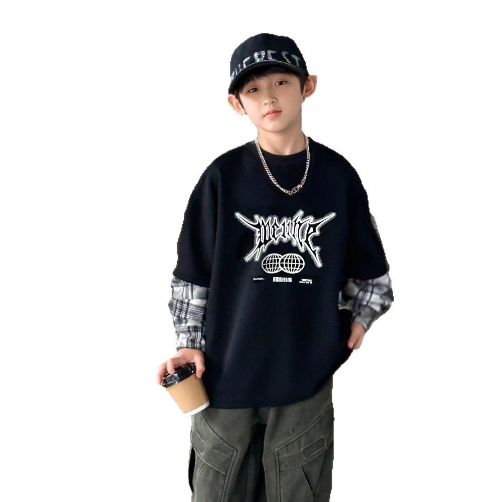 Boys' fleece hoodie Autumn/Winter 2025 New style Children's wear winter one-piece fleece thickened winter wear round neck base layer Item Picture