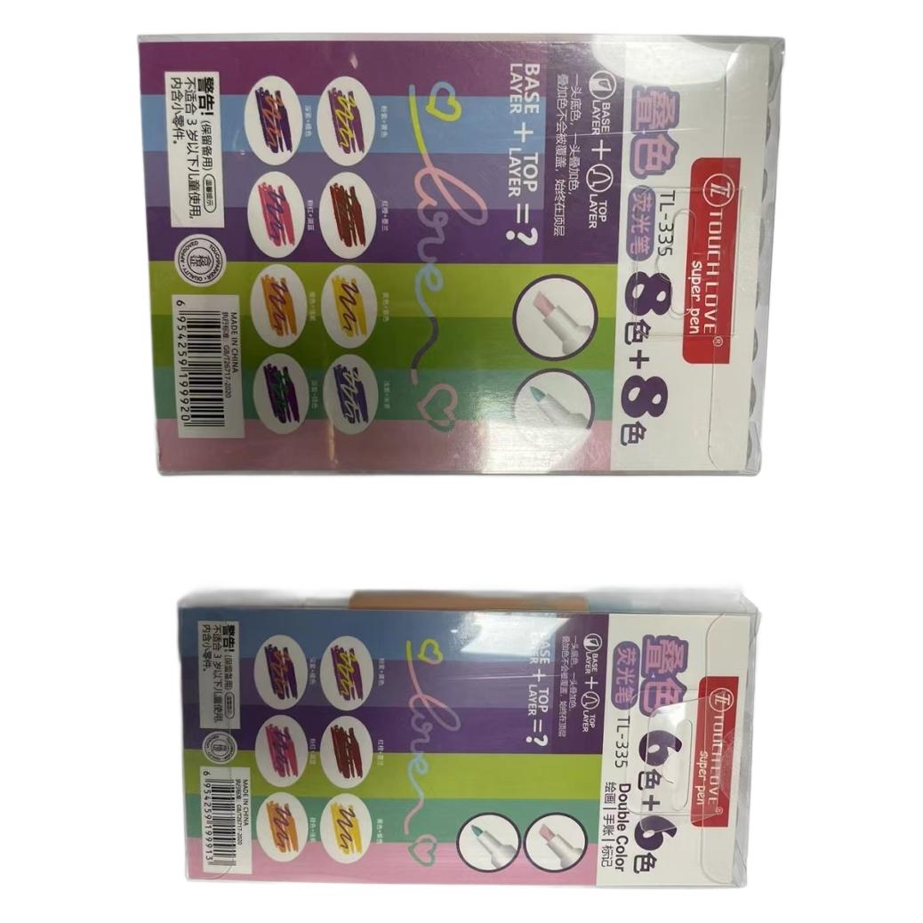Tl-335 Laminated Highlighter Mild Natural Double Head Fluorescent Pen Base Color Overlay Color Does Not Cover Painting Item Picture