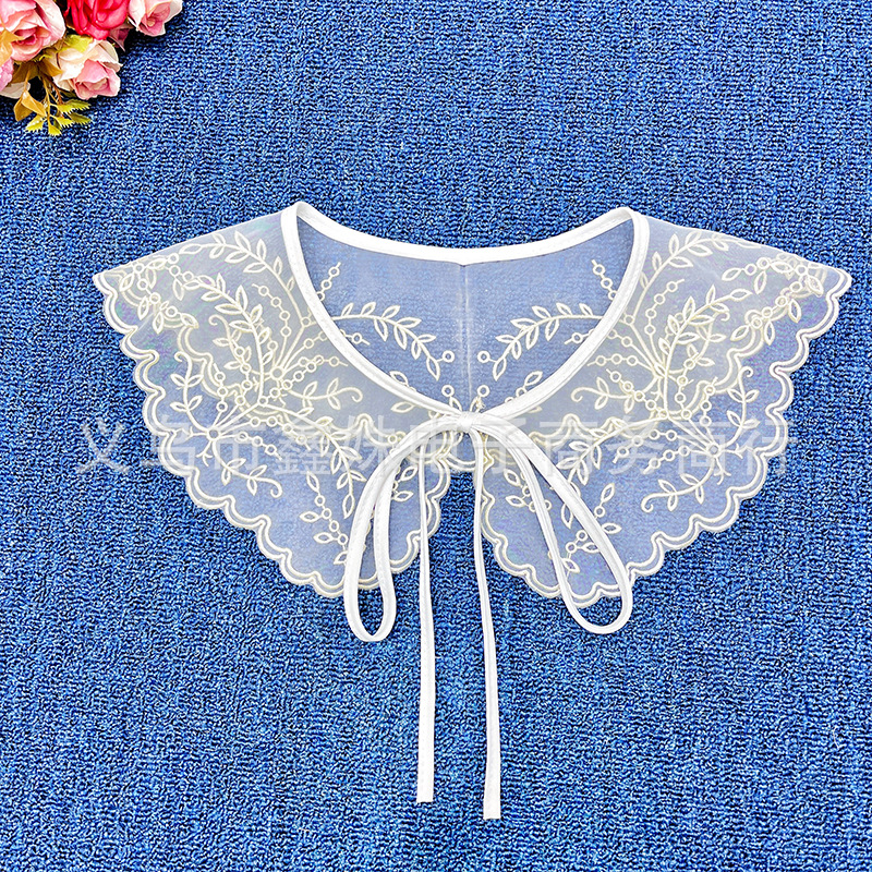 Transparent mesh embroidery women's collar clothing accessories details Picture