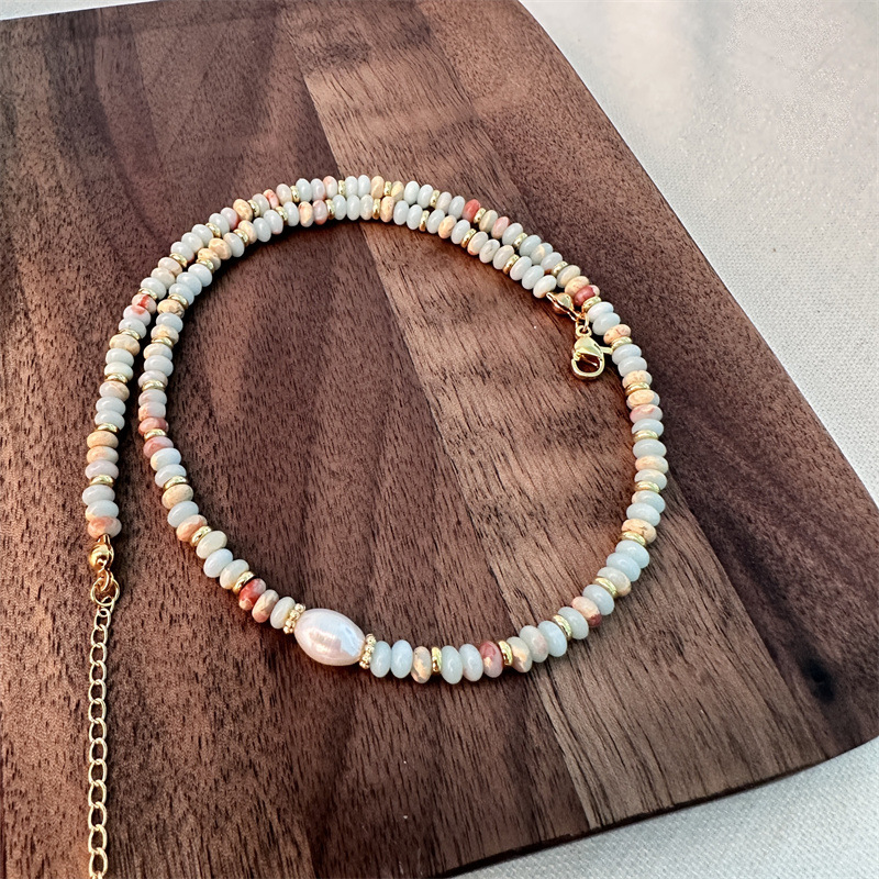 Collar perlas color luz accesorios de lujo mujer 2024 nuevo perlas cadena clavícula piedras naturales gargantilla dopamina pic 10