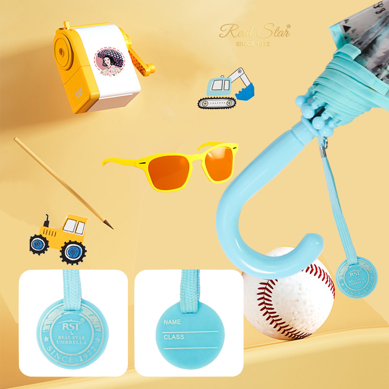 【 Cross-border new children's umbrella, cute cartoon POE transparent umbrella, excavator bulldozer pattern automatic umbrella in stock Specification image
