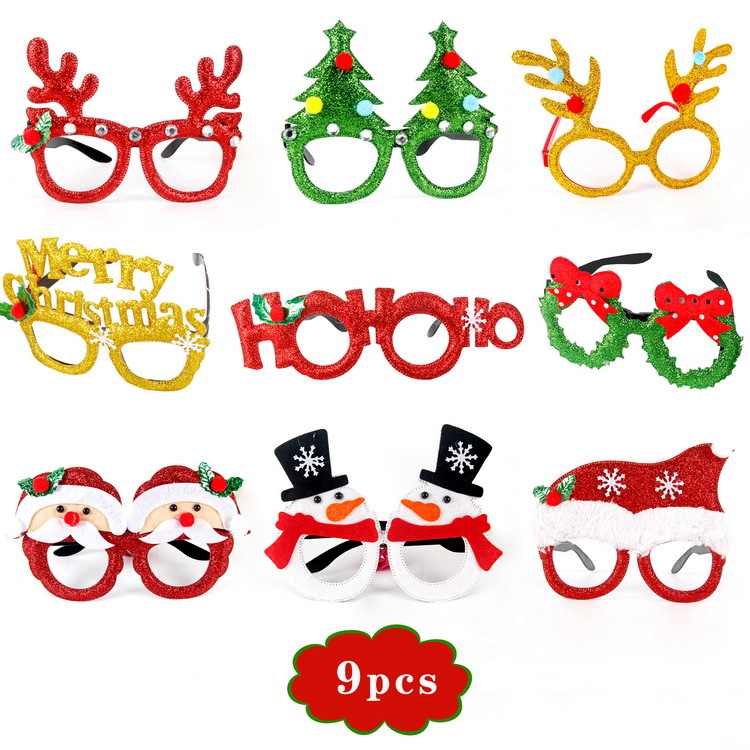 Christmas Decorations Glasses Set Festive Adult Children Christmas Gift Hat Head Buckle Pat Ring Wholesale details Picture