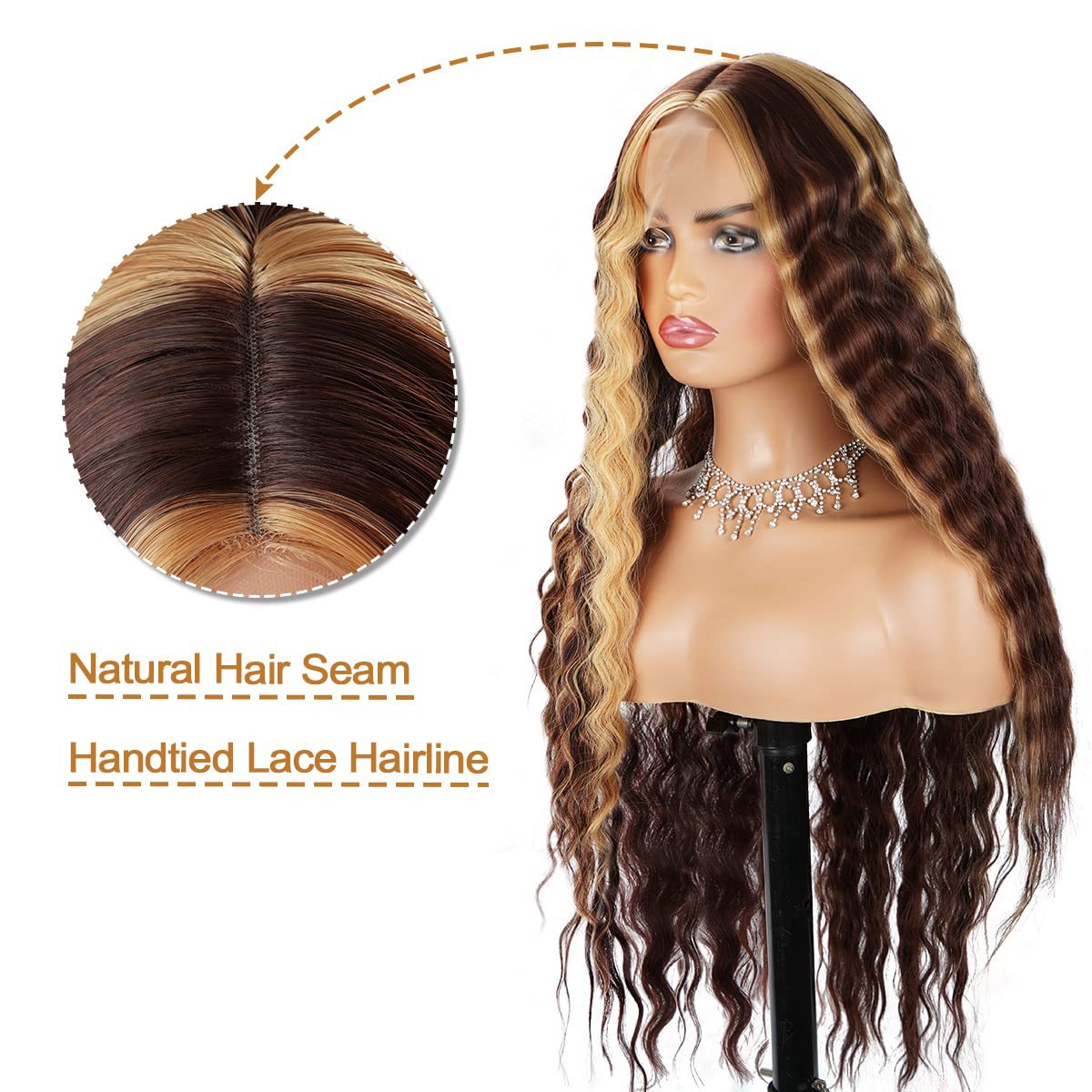 ملكة جمال أوروبا والولايات المتحدة تقسيم الشعر المستعار الطويل Leace Wigs من مصدر Newlook details Picture