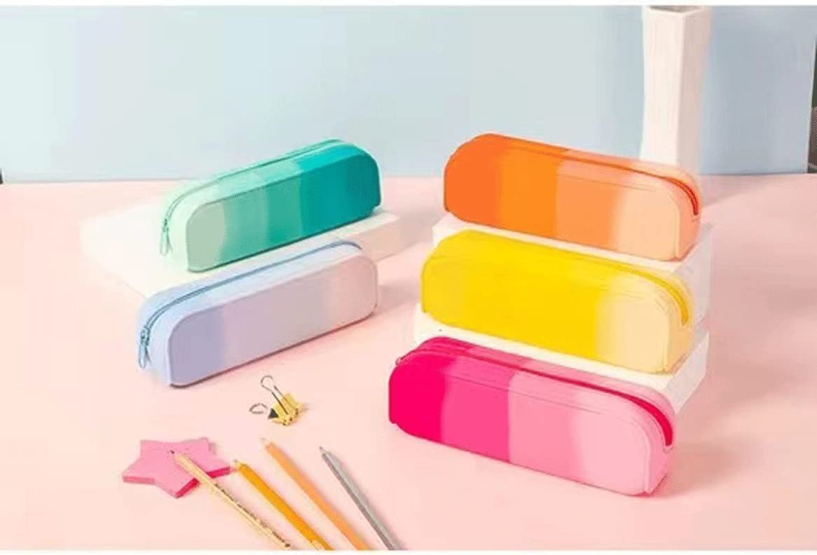 Custom-made solid-color gradient silicone pen cases and student stationery storage bags that are selling well for export Application Scenario