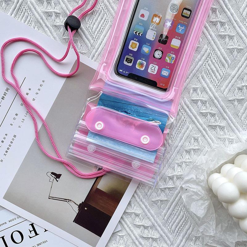 PVC transparent waterproof phone bag, three-fold airbag phone bag, outdoor swimming protective case, inflatable phone bag pic 6