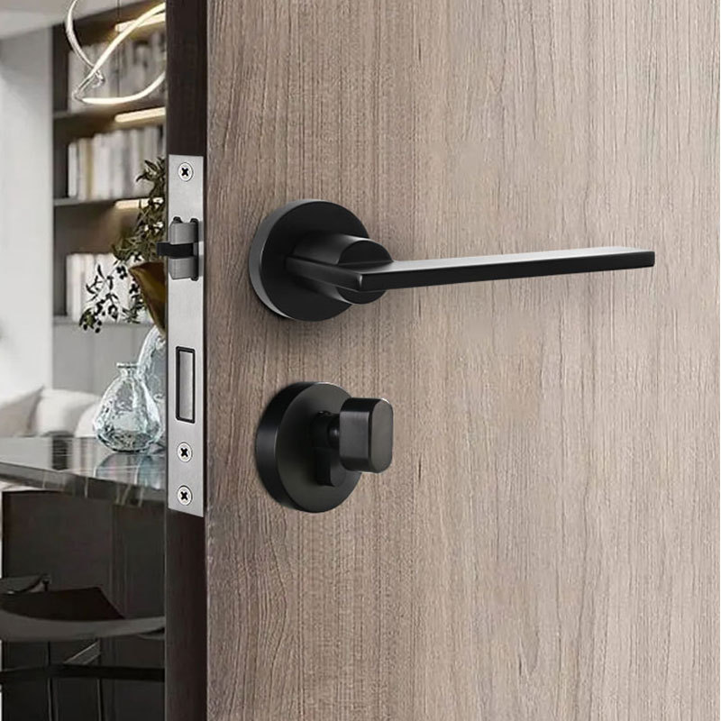 Nickel Wire Door Lock Minimalist Modern Interior Wooden Door Handle Magnetic Mute Bedroom Door Lock Bathroom Split Lock Specification drawing