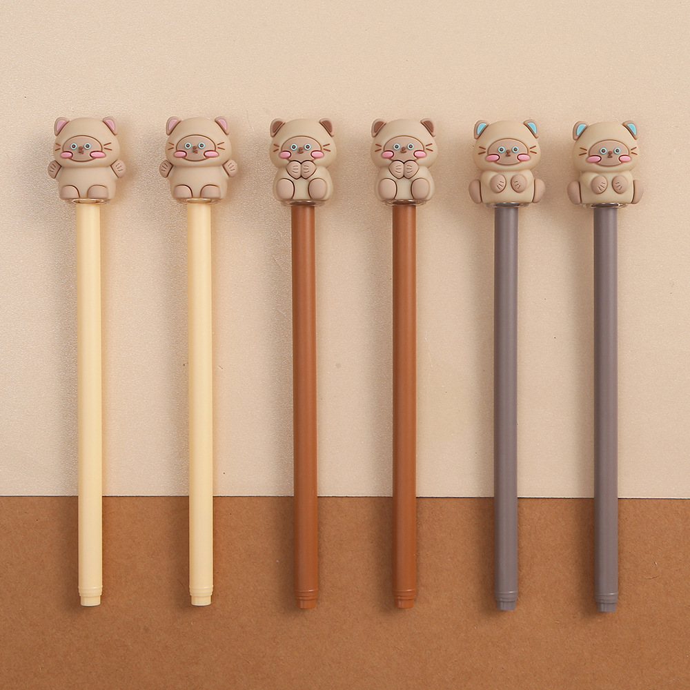 Zhongfan Stationery Silicone Sesame Cat Gel Pen Korean version Cute pet cat writing fountain Pen Student Signature Pen Prize details Picture