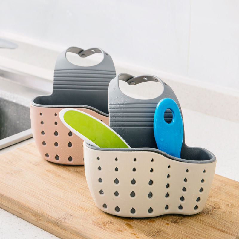 Double Vertical Sink Sponge Drain Hanging Bag Sink Storage Rack Hanging Basket Faucet Storage Rack Draining Basket details Picture