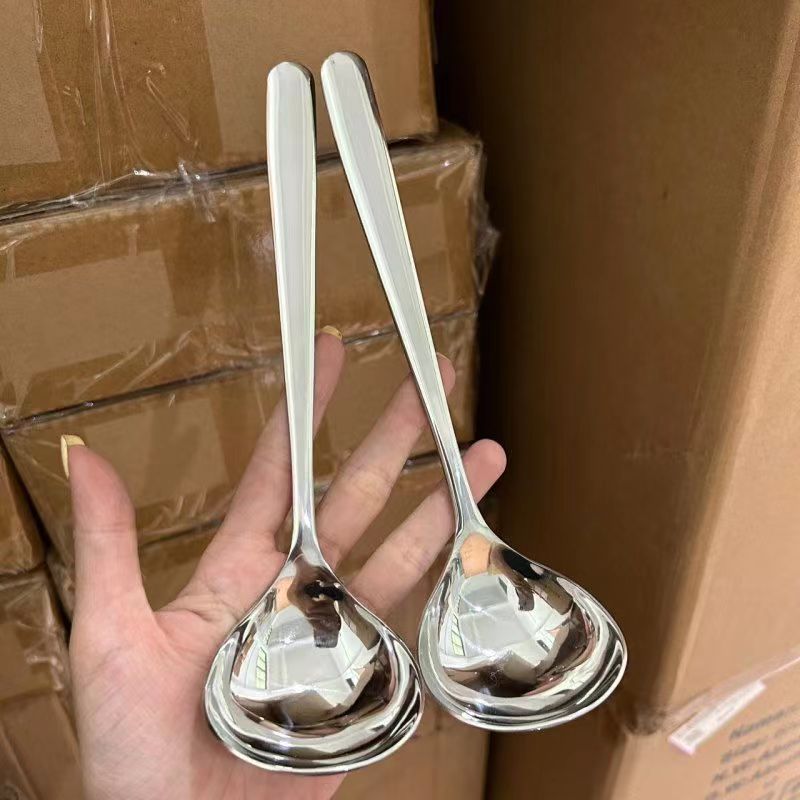 304不锈钢汤勺韩式加深喝汤勺大头圆勺调羹粥勺长短柄加深喝汤匙