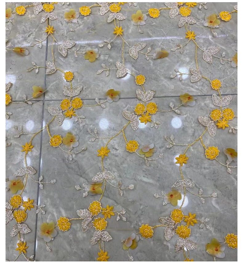 弘利科技新款 婚纱童装连衣裙绣花布 现货 跨境立体手工订花绣花面料 HLJC-1126详情14