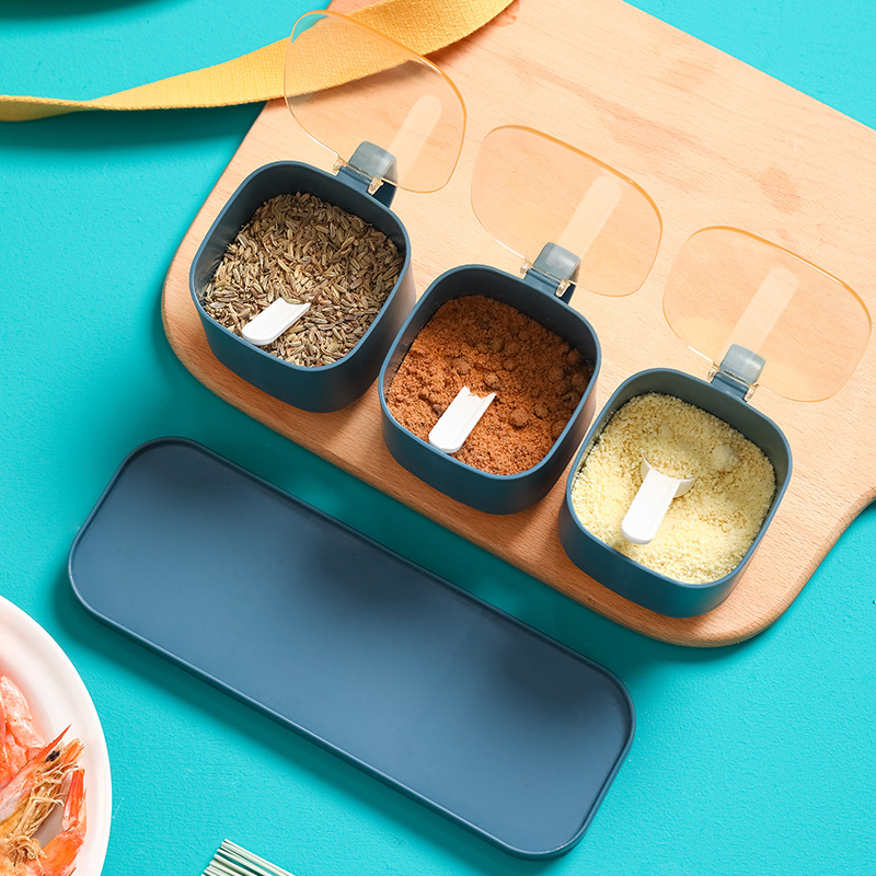 Household seasoning jar set, salt and monosodium glutamate seasoning box, kitchenware, covered storage box, seasoning jar with multiple compartments Application Scenario
