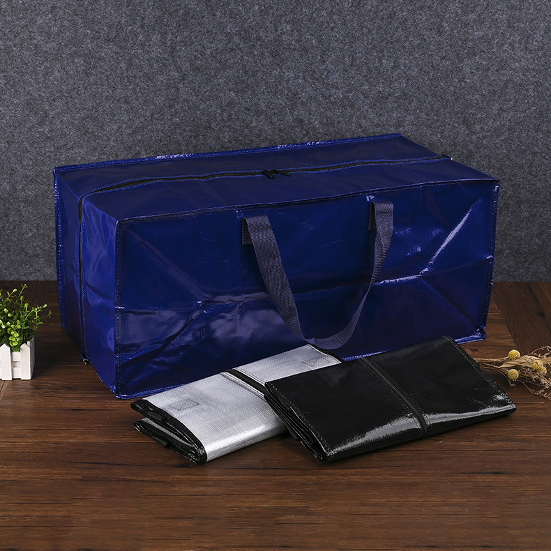 Zipper Luggage Storage Bag Moving Packing Large Snakeskin Bag Plastic Portable Moving Woven Bag Processing Custom details Picture