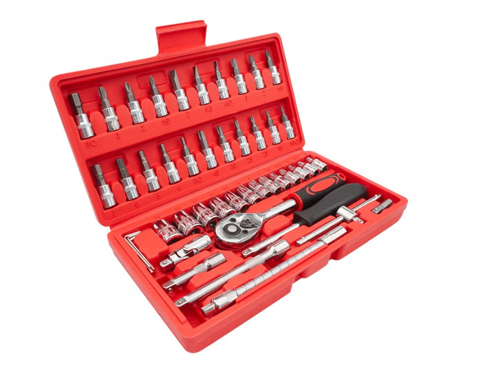 46-piece set of socket wrenches, hardware tool combination set, household Xiaofei car, motorcycle, mechanical repair and auto maintenance set Item Picture