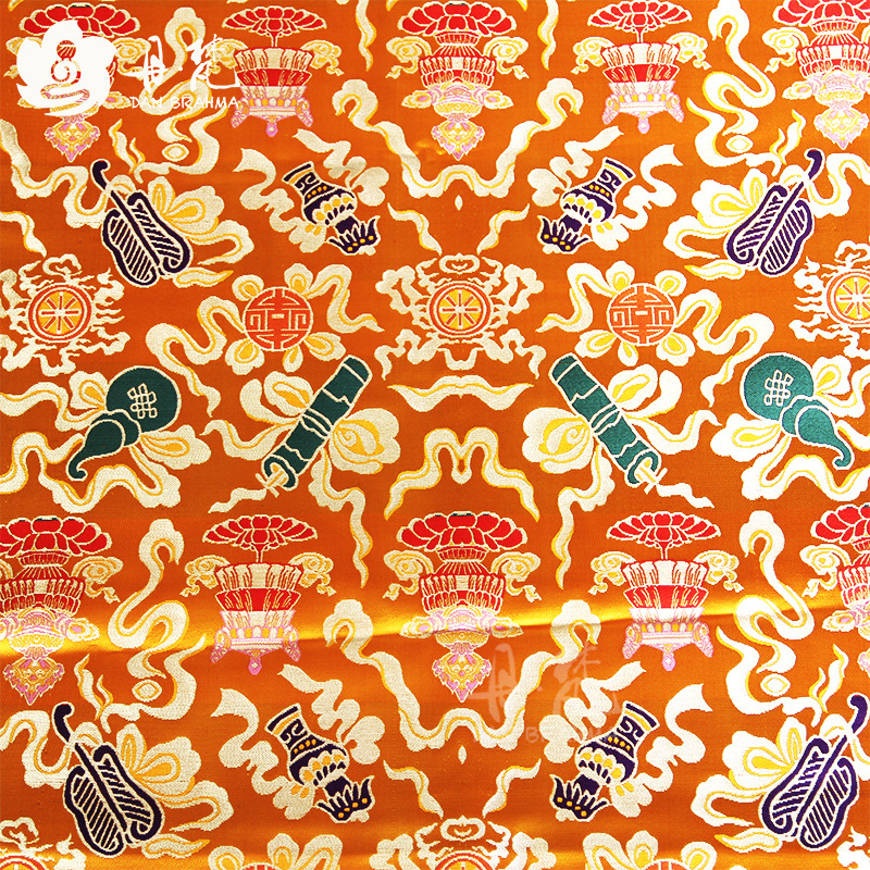 Tibet Tibetan fabric satin sateen brocade auspicious eight treasures fabric long sponge mat handmade diy Item Picture