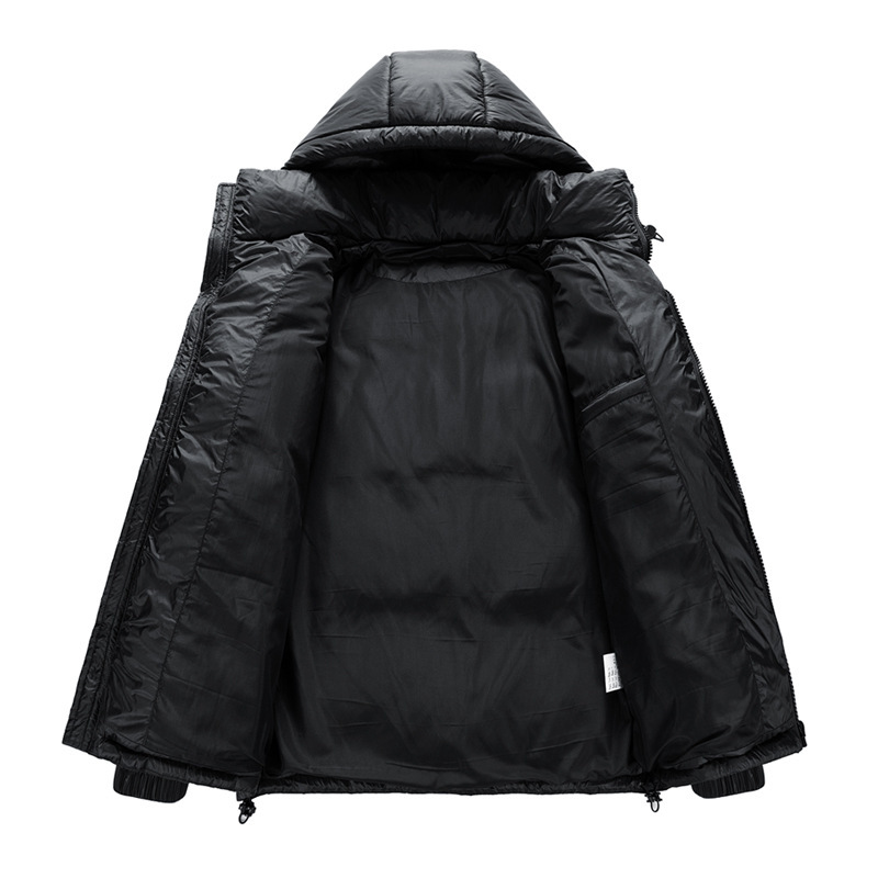 Winter large-sized filled white goose down jacket, warm hooded down jacket, white goose couple men's large-sized cross-border down jacket Item Picture