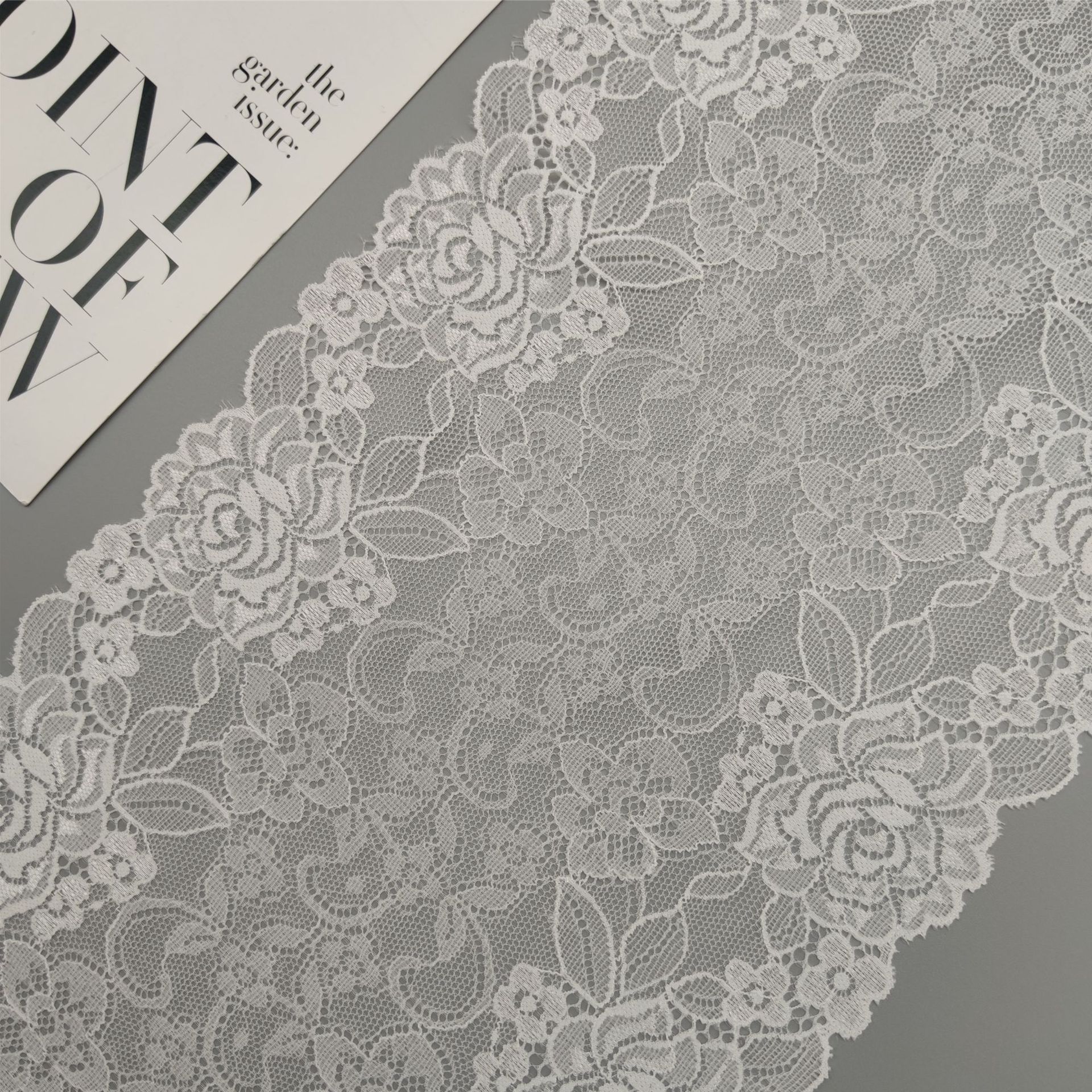 New 22.5cm exquisite elastic lace trim clothing accessories diy lace trim brocade elastic lace Specification image