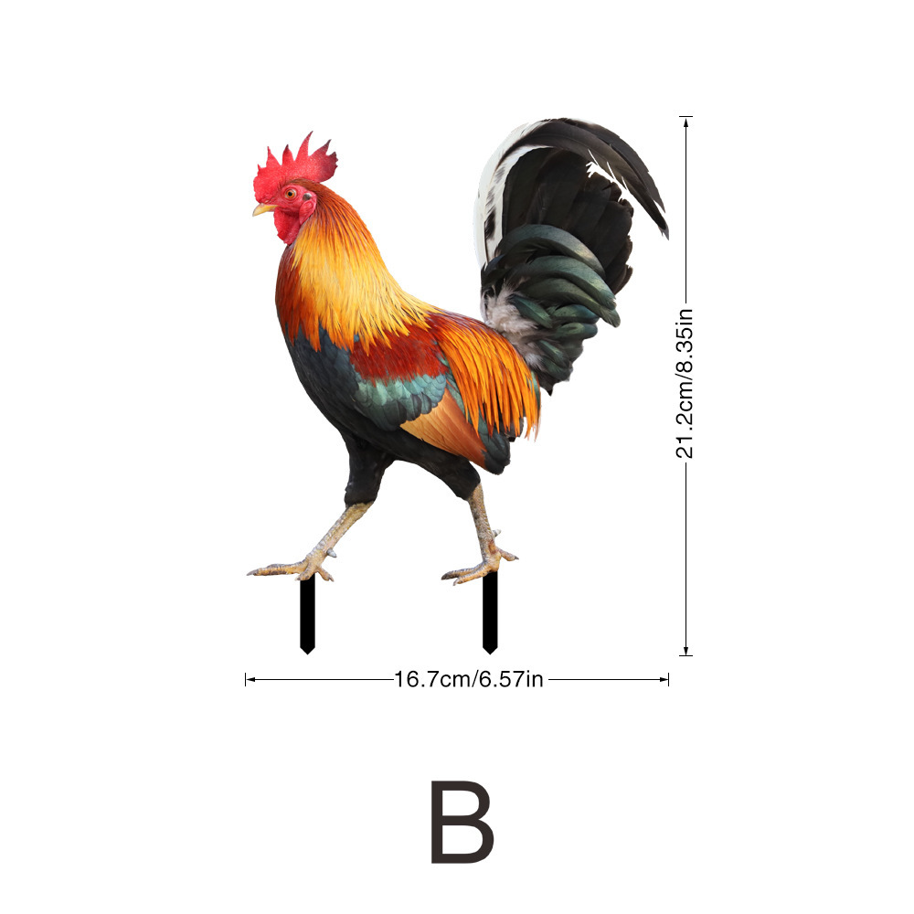 Cross border explosion three-dimensional simulation rooster yard yard art garden outdoor decoration acrylic plug-in Item Picture
