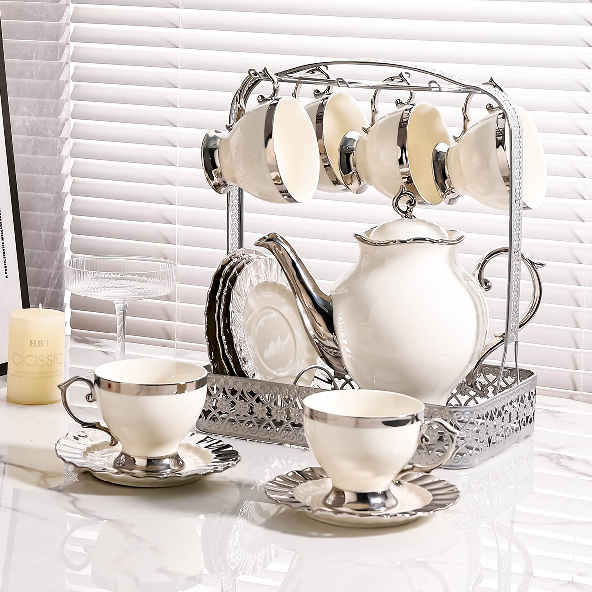 European Ceramic Coffee Cup And Saucer Set Upscale Light Luxury Small Luxury Afternoon Tea Set Simple Exquisite Cup Office Specification drawing