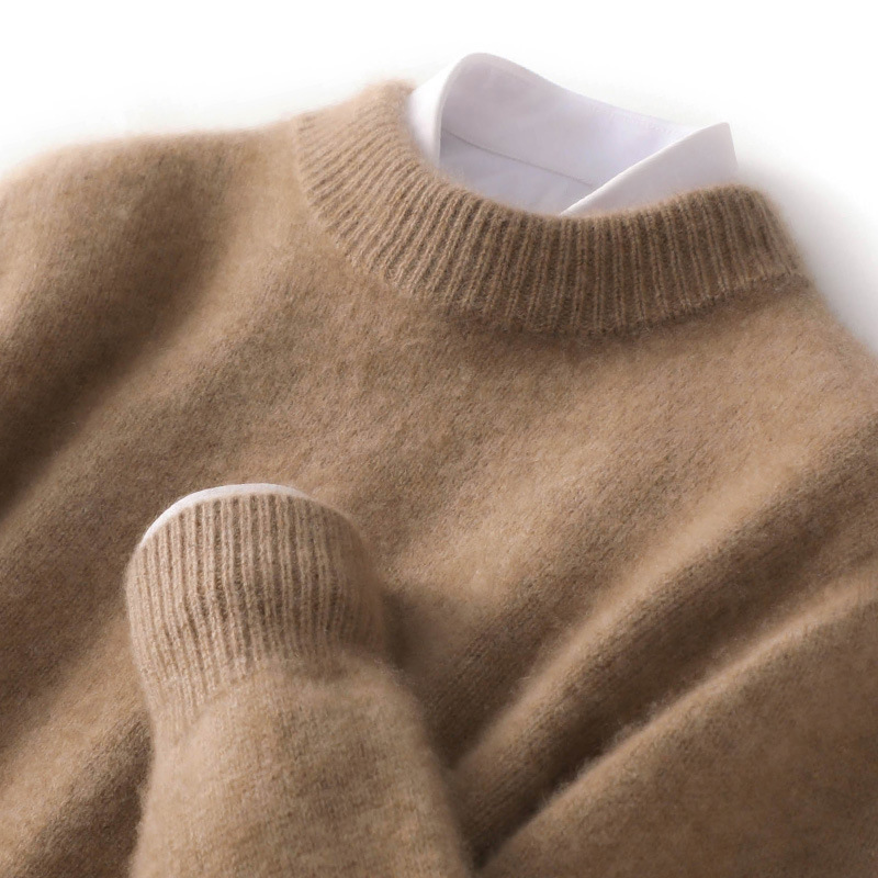 Thickened wool sweater men's autumn and winter new semi-high neck pullover business casual sweater loose and versatile cashmere base layer