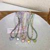 ins Macaronsen beaded heart-shaped necklace, a new, sweet and cute Korean summer collarbone chain for young girls details Picture