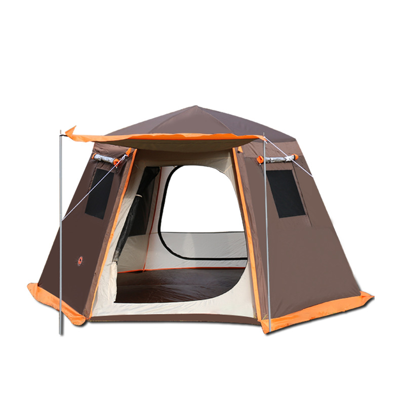Manufacturer's outdoor automatic tents, 3-4 people, 5-8 people, sun protection, rainproof, camping double-layer aluminum pole hexagonal tents Item Picture