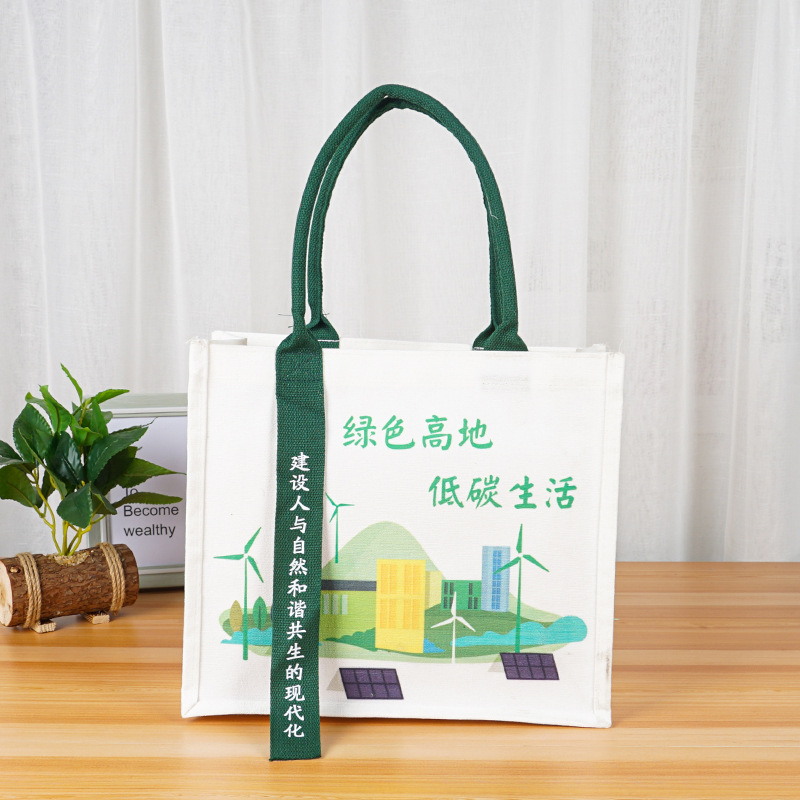 Customized creative canvas tote bags, ribbon canvas bags, logo advertisements, three-dimensional shopping bags, hand-held canvas bags Specification image