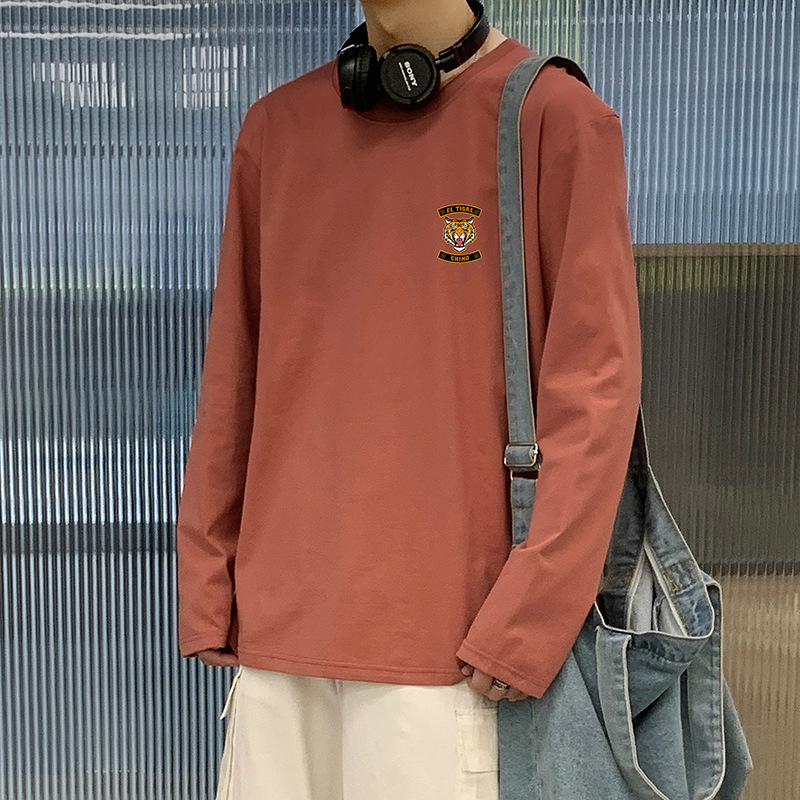 A stylish and trendy brand, a versatile pure cotton long-sleeved sweatshirt for men's early autumn, featuring a cool round neck Item Picture