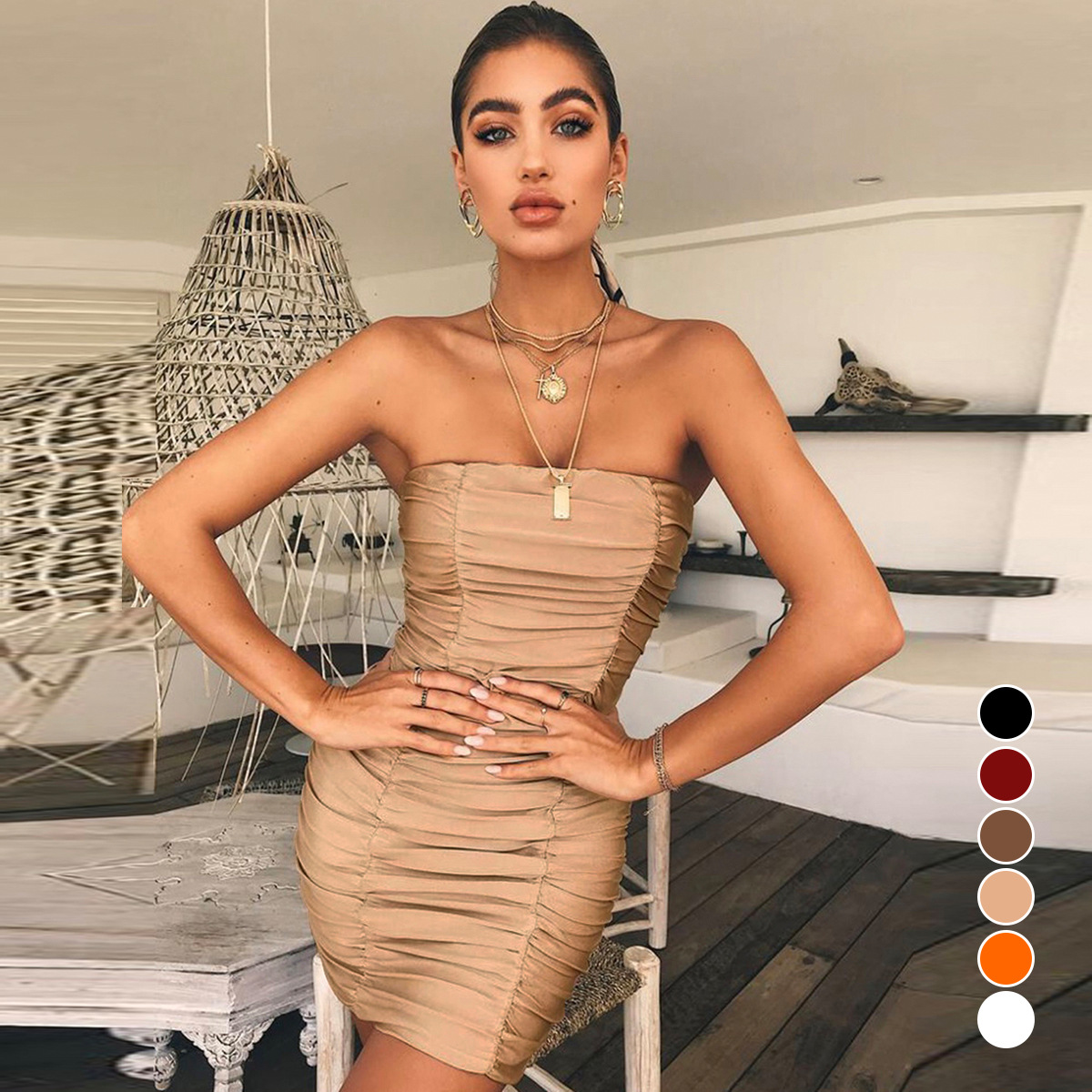 2024 Sexy Strapless Dress in Black