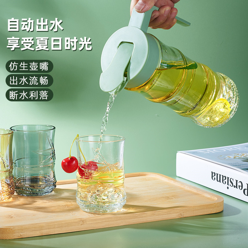 Festival high rise glass cold kettle bambú ahorro de agua conjunto de cinco piezas jugo de bebidas caja de regalo de negocios de gran capacidad al por mayor Specification image