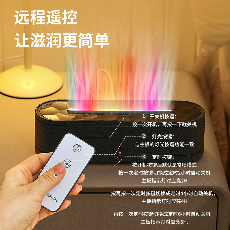 2025 New Cross-border simulation flame aroma diffuser, usb creative seven-color ambient light humidifier, home desktop Application Scenario