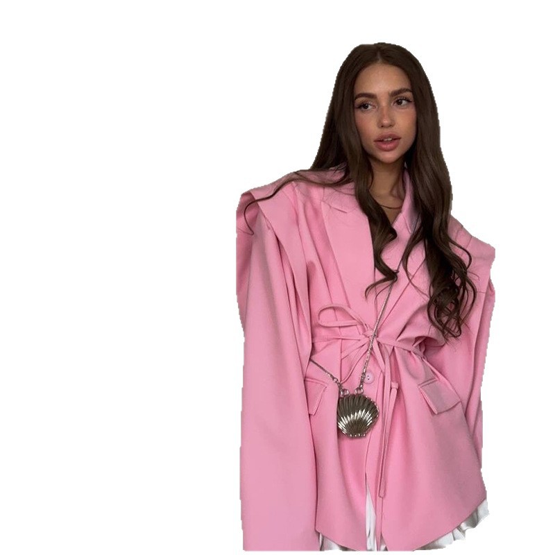 Lace-up shoulder blazer 2025 Cross-border foreign trade women's new commuter style lace-up blazer Item Picture